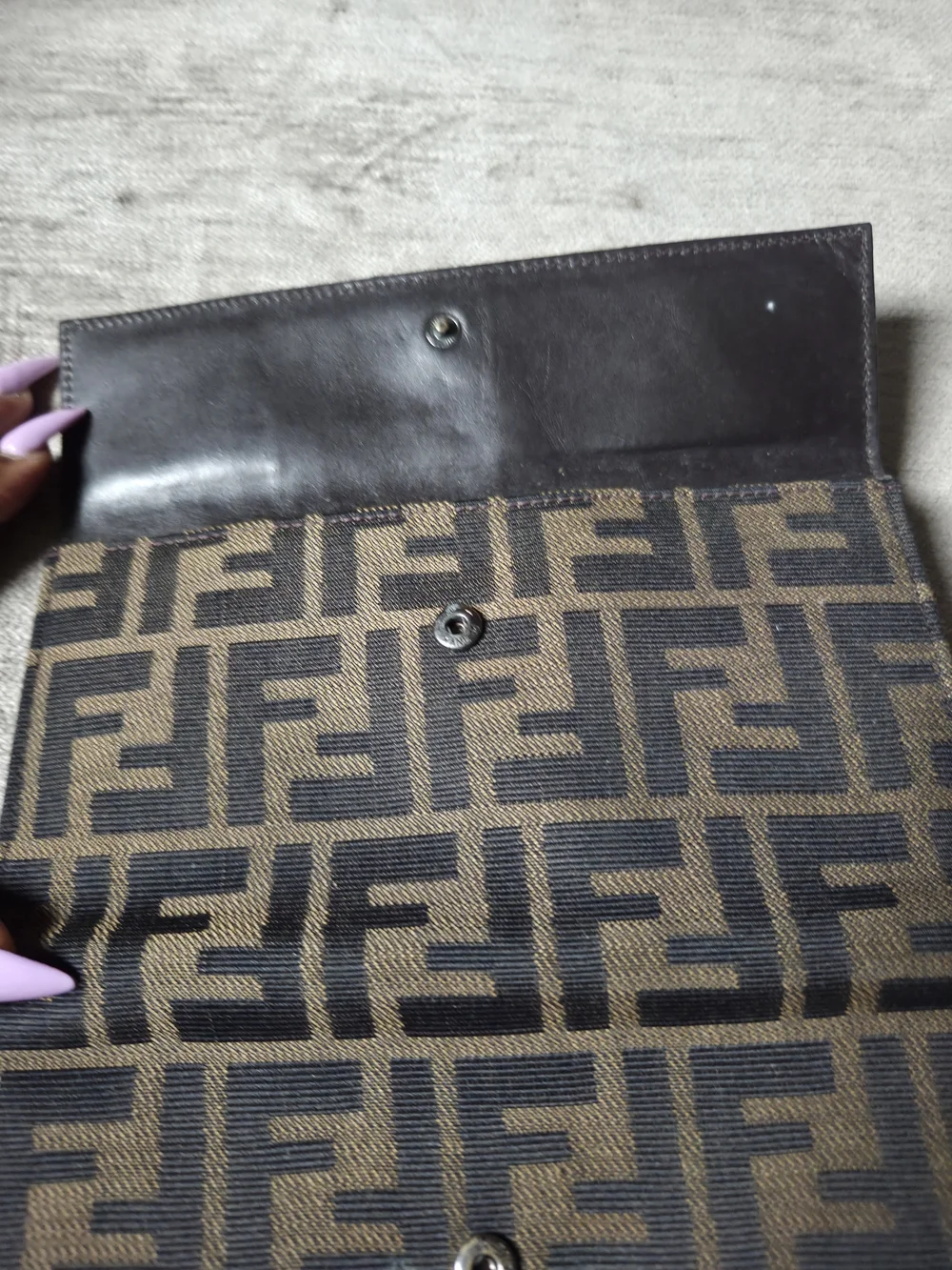 Fendi Zucca Canvas Continental Wallet - Brown/Black